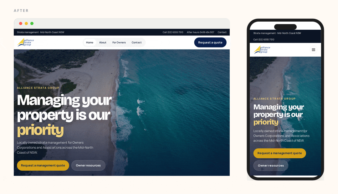 Alliance Strata Group website after revival